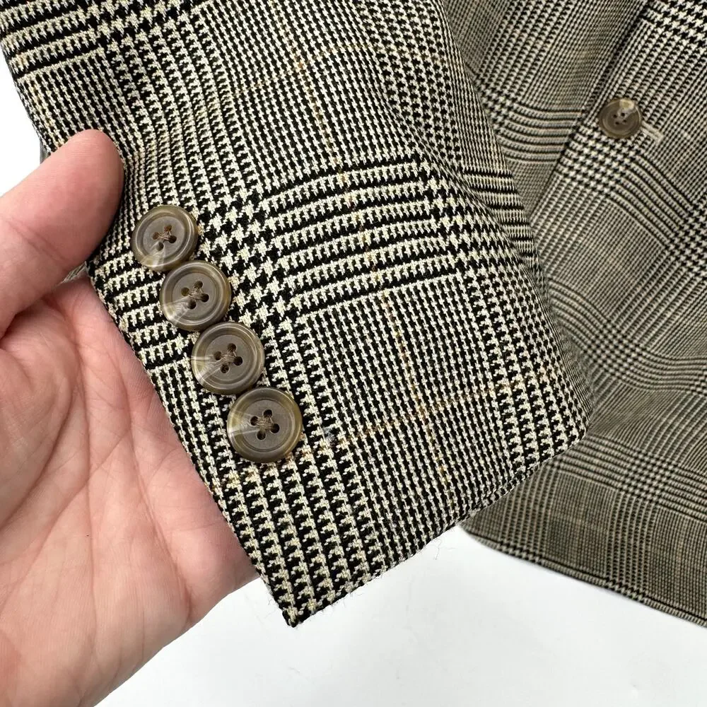 Lauren Ralph Lauren Blazer Mens 46L Tan Wool Houndstooth Sport Coat Jacket - Picture 4 of 9